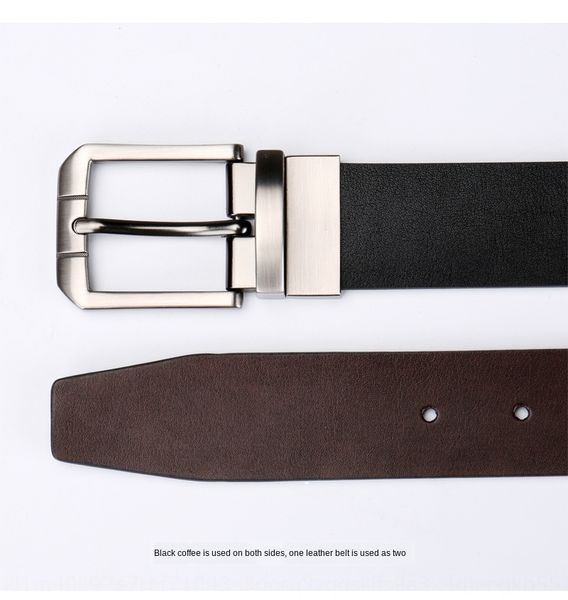 

men's pin buckle men's wallet pure leather belt korean style youth double-sided use leather belt buckle, Black;brown