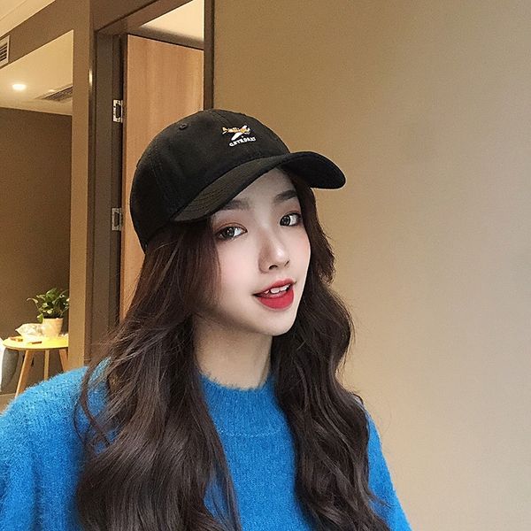 

autumn 2020 new embroidered baseball baseball cap cartoon embroidery cap young students literary sun hat sun hat, Blue;gray
