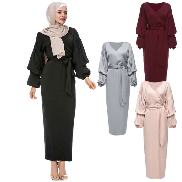 

kaftan abaya robe dubai islam long muslim hijab dress qatar uae oman caftan marocain abayas for women turkish islamic clothing, Red