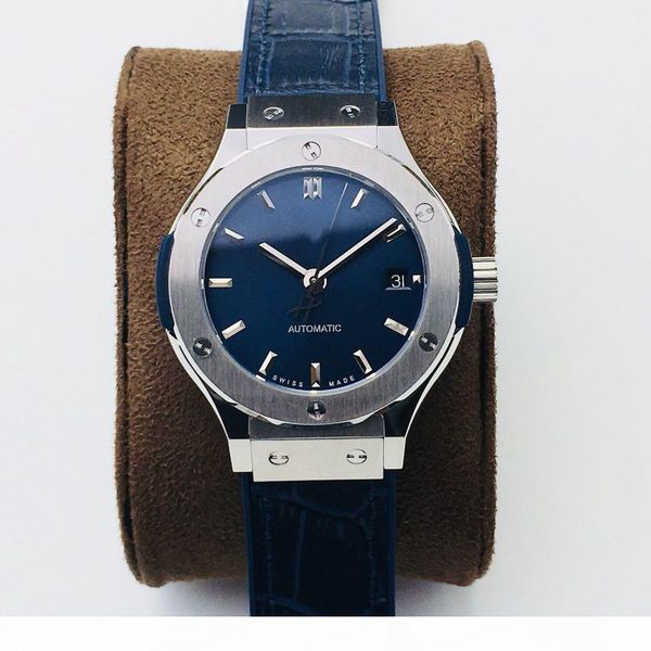 

hb factory automatic mechanical movement cal.2892 table 38mm18k platinum sapphire crystal crocodile leather watchband black literal, Slivery;brown