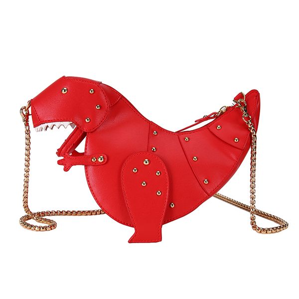 

new ins dinosaur bag for students women leather small purse pouch ladies cute shoulder female flap messenger chain bag rivet