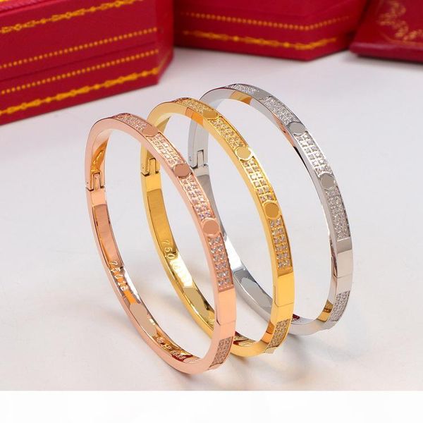 

luxury design love bracelets for women lovers thin full diamond charm screwdriver bracelet bangles fashion couple jewelry with velvet bag, Black