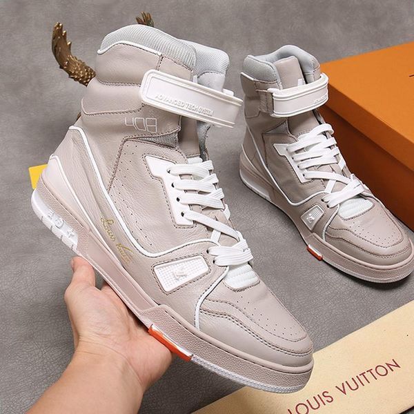 

mens shoes trainer sneaker mid -luxury mens shoes fashion chaussures pour hommes ankle fashion boots men shoes casual fast ship with box, Black