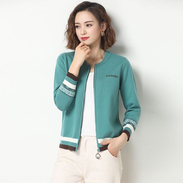 

августа женщины 2020 новый свободные мод западного стиль осень свитера маленького короткий coatcoat короткое пальто вязаной кофты, White