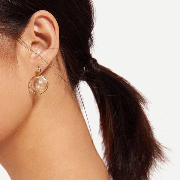 

bubble circle dangle earrings for women 2020 ins simple transparent glass ball drop earrings jewelry femme bijoux, Silver