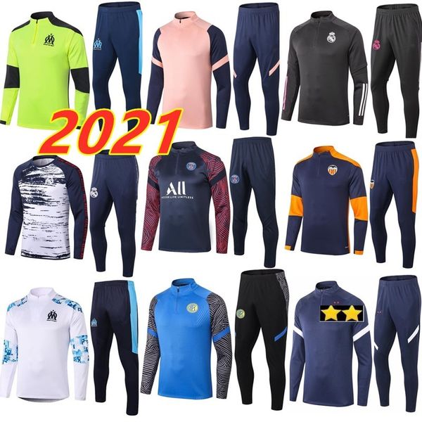 

2020 paris marseille madrid men olympique de tracksuit soccer training suit maillot de foot 2021 mbappe kane parejo football survetement de, Black