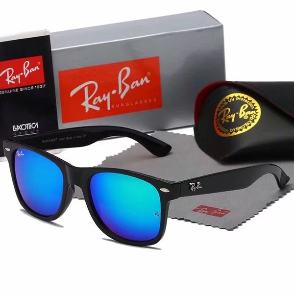 

fashion txrppr gold frame blue mirror pilot sunglasses for men and women uv400 sport sun glasses with box, Blue;gray