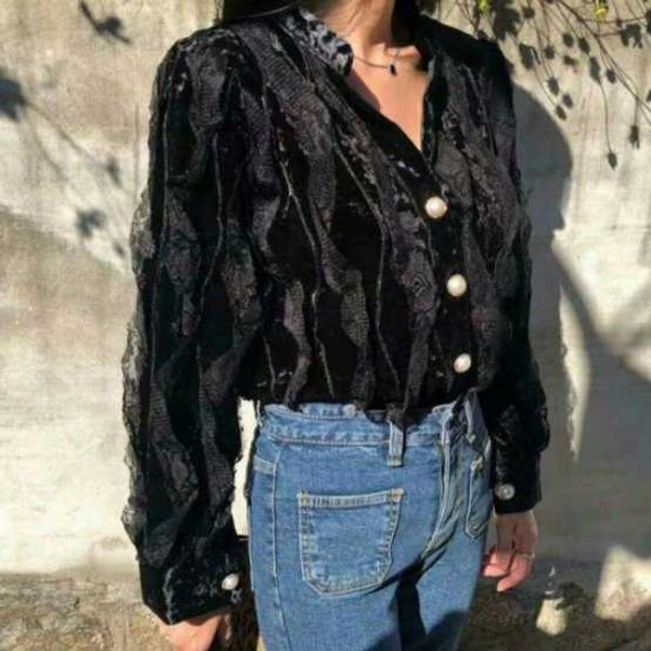 

2020 new spring autumn elegant vintage loose solid all-match office lady shirt chic female 2 colors da490, White