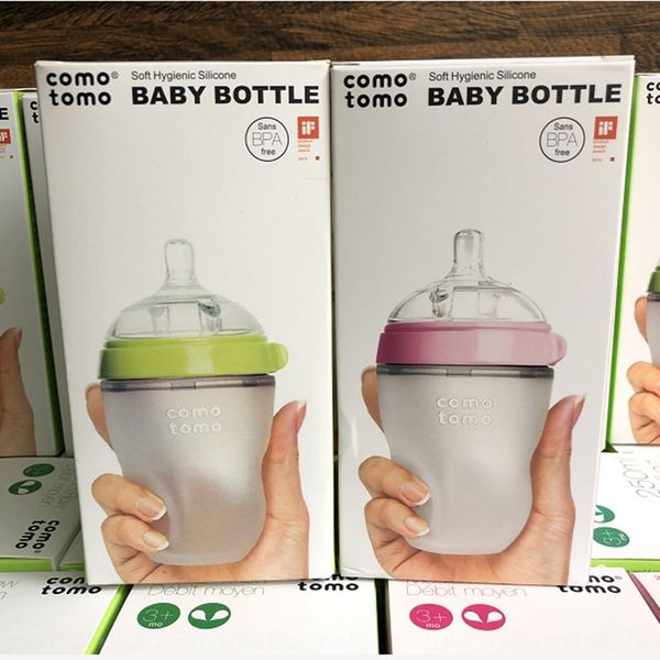 

american comotomo silicone milk milk bottle wide caliber anti-flatulence newborn baby weaning silicone anti-fall bottle