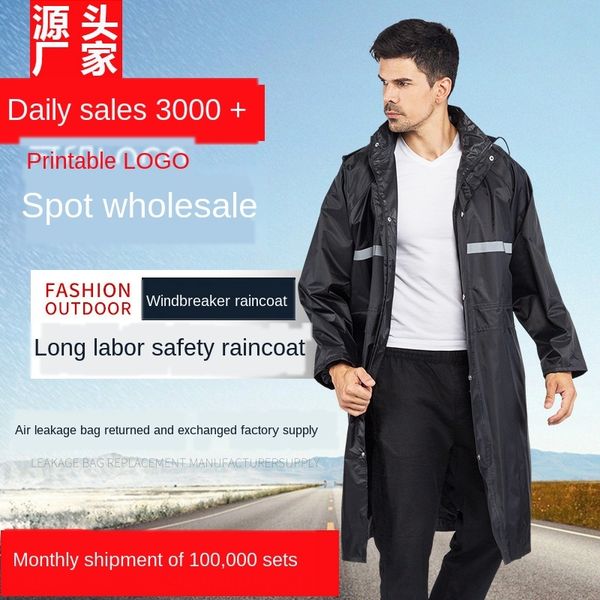 

lmhev outdoor jumpsuit windbreaker body clothes protective body clothing raincoat poncho labor protection long trench coat lengthened, Black
