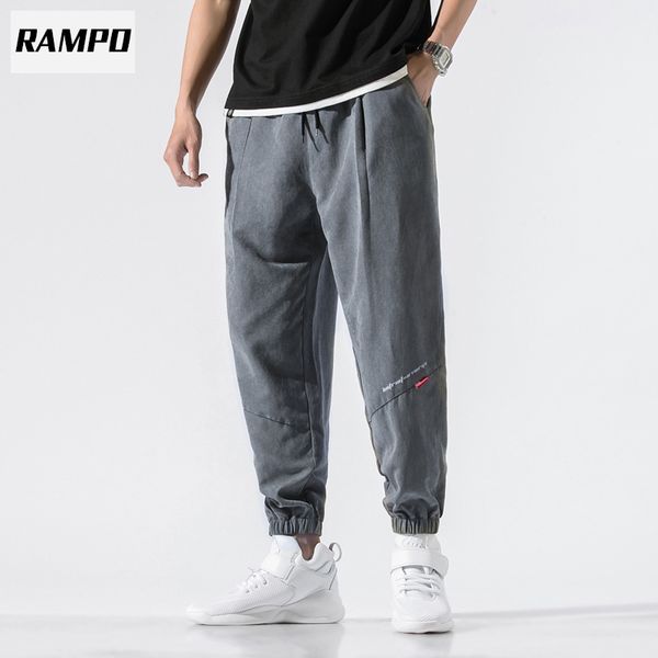 

rampo sports pants men's pants handsome casual ankle tide bottoms, Black
