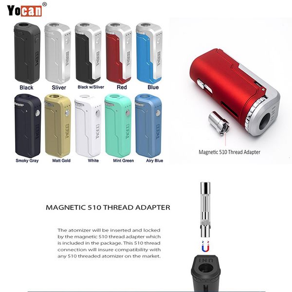 

100% Оригинал Yocan UNI Wax Испаритель Pen Kit 650mAh батареи Box Mod для всех видов Off Oil Форсунки