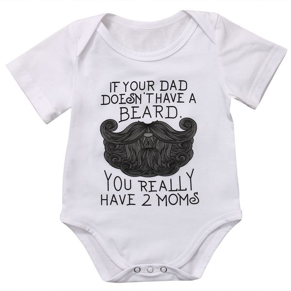 

2018 newbon baby boy girl bodysuit short sleeve white beard jumpsuit letters clothes casual summer outfits ss, Blue