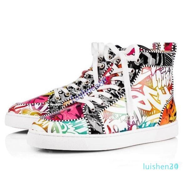 

2019 designer luxury red bottoms shoes women studded spikes platform sneakers vintage genuine leather casual rivet sneaker size 36-46 l24, Black