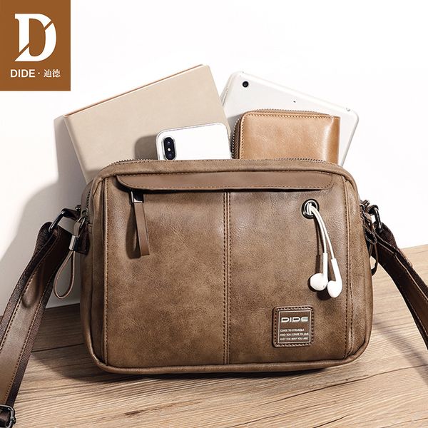 

cross body dide brand men's messenger bag vintage leather shoulder handsome crossbody handbags mini small male black