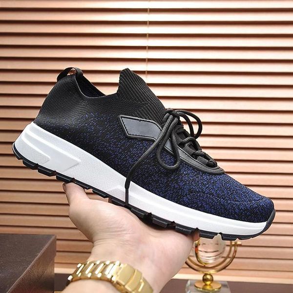 

new arrival prax 01 knit fabric sneakers mens shoes lightweight vintage footwears breathable lace -up men shoes scarpe da uomo di lusso, Black