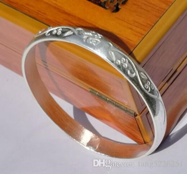 

sterling silver 99995 серебряный браслет, модный стиль внутренний диаметр 58мм отправить мама подруги рождественский подарок, Black