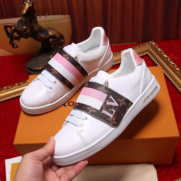 

women sneakers shoes casual leather casual shoes with box luxury design frontrow sneaker lady fashion shoes chaussures de femme sports, Black