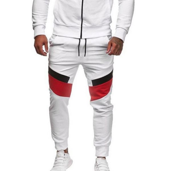 

2020 men's casual sports trousers men hip hop pocket elastic waist pants streetwear patchwork slim fitness joggers male pants, Black