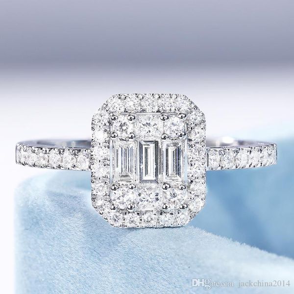 

never fade luxury jewelry 100% pure 925 sterling silver princess cut white z cz diamond t style women wedding band ring for lovers' gif, Slivery;golden