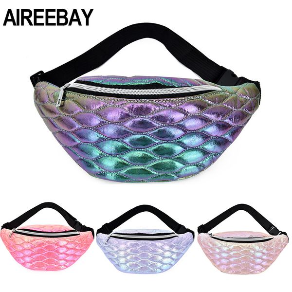 

waist bags aireebay hologpraphic women pack gradient color fanny for ladies design travel chest bag hip phone pouch