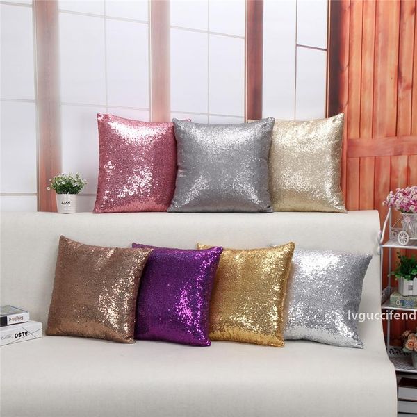 

7colors glitter sequins pillow case solid color cushion home car comfortable decor waist cushion cover pillowcase a05
