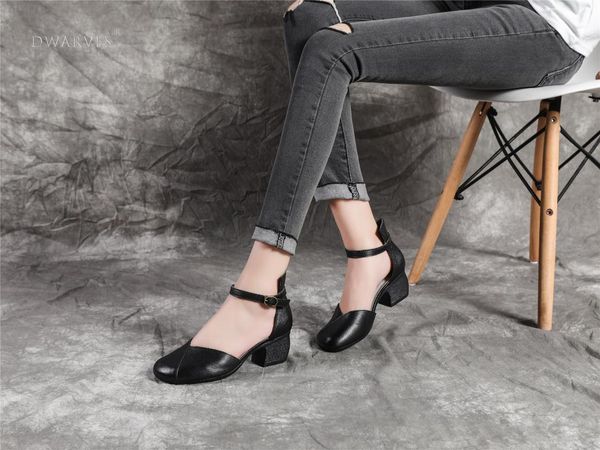 

casual sandals for women with chunky heels leather pumps loafers black/brown