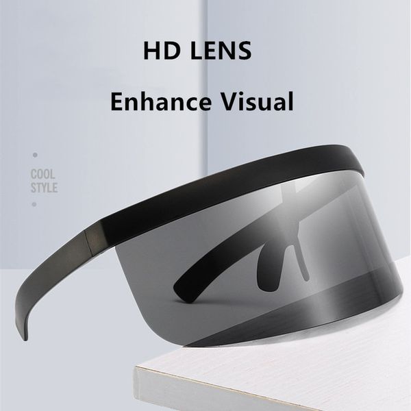 

fashion sunglasses women men brand design goggle sun glasses big frame shield visor men windproof glasses, White;black