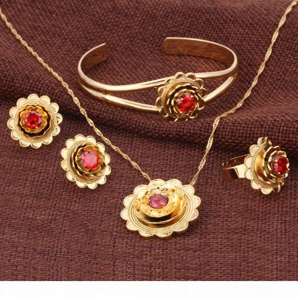 

new ethiopian gold flowers et jewelry pendant necklace bangle earrings ring 24k gold cz habesha african wedding bride eritrea, Black