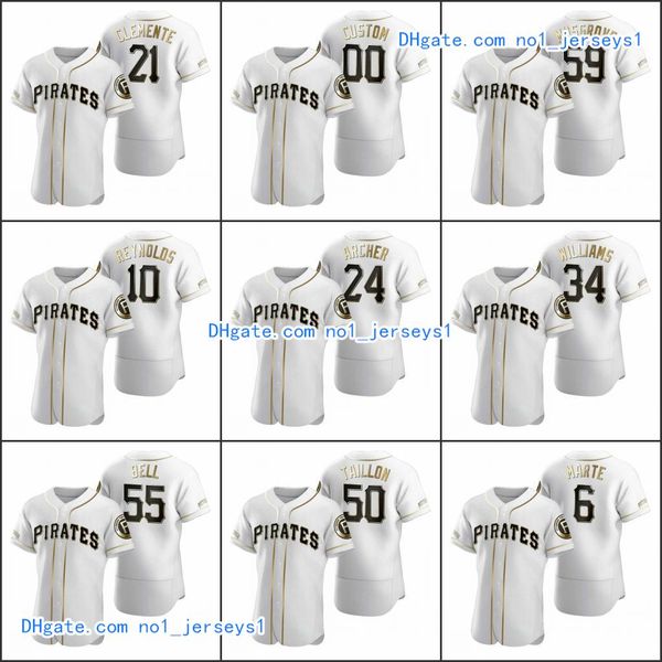 

pittsburgh pirates men #21 roberto clemente 6 starling marte 24 hris archer women youth authentic golden edition custom jersey, Black