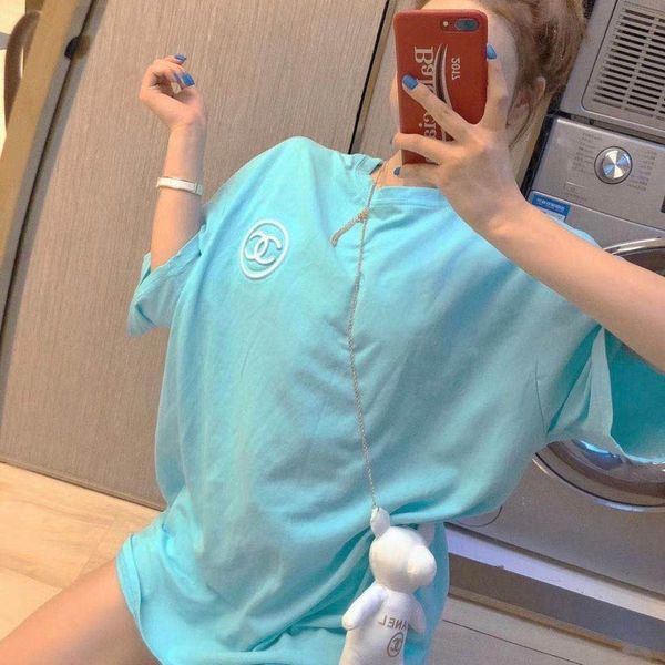 

gift of bear bag] the new summer 2020 t-shirts are printed in three-dimensional letters with short sleeves and medium and long sleeves for, White