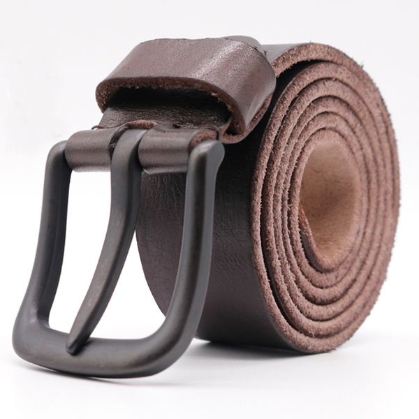 

2020 casual designer belt men luxury 100% real cowboy full grain genuine leather vintage 3.8cm masculine soft belt, Black;brown