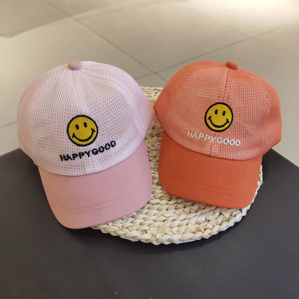 

summer children's sunscreen baby baseball letter smile breathable baseball boys 2-5 years old baby cap sunscreen cap tide, Yellow