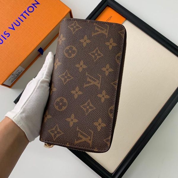 

vintage design zipper wallet men phone money coin pocket wallet purses card holder handbag men leather long wallets with origin box sale