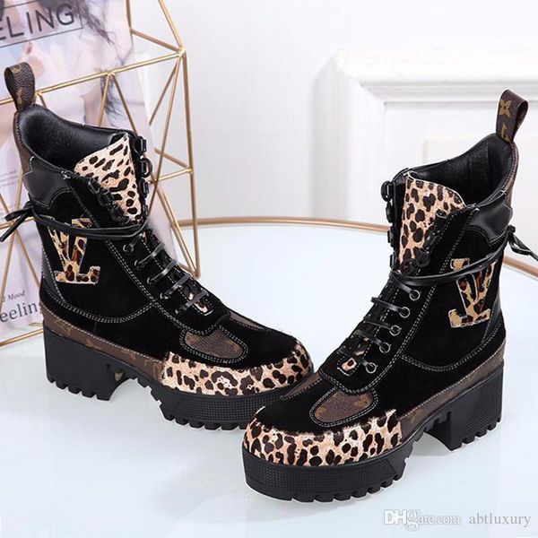 

fashion women ankle boots lace -up fashion shoes luxury design with box chaussures de femme casual women shoes high -martin boots sale, Black