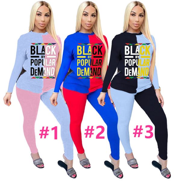 

женщины tracksuit дизайнер письмо черный по многочисленным просьбам лоскутная цвета с длинным рукавом футболка брюки свитера брюки осень спо, White