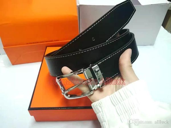 

2020 luxury designer of mens and women belt with fashion big buckle real leather h r luxury belts with box, Black;brown