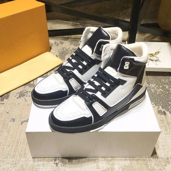 

fashion brands trainer sneaker boot men 's shoes autumn and winter footwears comfortable lace -up high casual men shoes chunky sne, Black