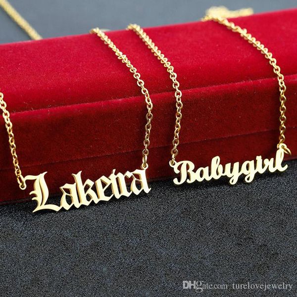 

2020 customized titanium steel name necklace gold plated customized jewelry birthday gift pendant, Silver