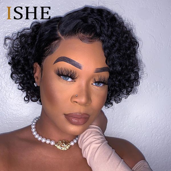 

curly front lace human hair short wigs bob wigs remy brazilian hair glueless lace frontal wig for women natural black hair