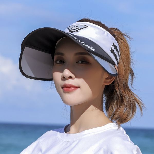 

sun hat women's all-match adjustable korean style fashion sunscreen sunscreen travel beach cover empty sun hat youth, Blue;gray
