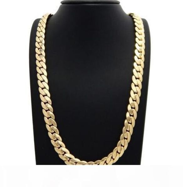 

mens miami cuban link chain 12mm 14k gold plated 24"necklace, Silver