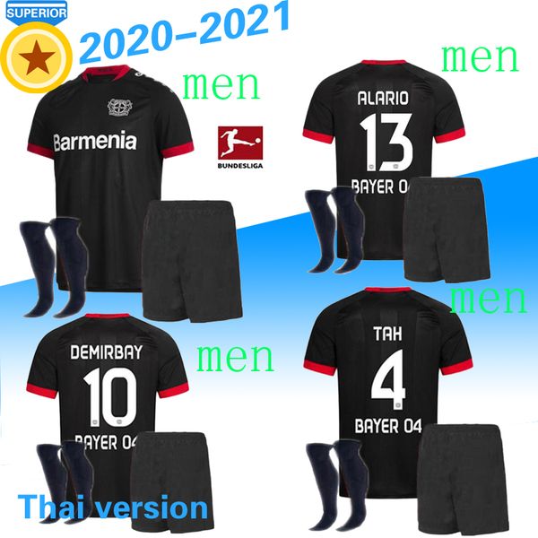 

20 21 leverkusen soccer jersey men kids kit .bender brandt 2020 2021 bayer 04 leverkusen havertz demirbay alario volland football set shirt, Black;yellow
