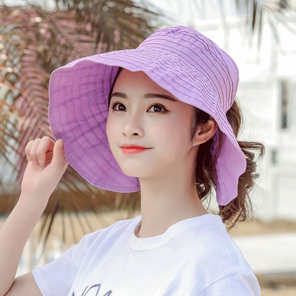 

cool hat 2019 new female summer all-match bicycle sunscreen foldable bicycle fashion sun hat, Blue;gray