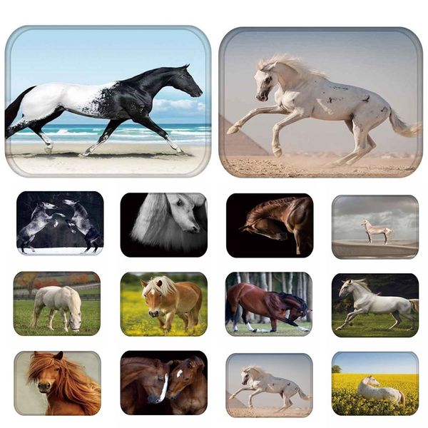 

40*60cm horse pattern welcome anti-slip suede carpet door mat doormat outdoor kitchen living room floor decorative mat rug