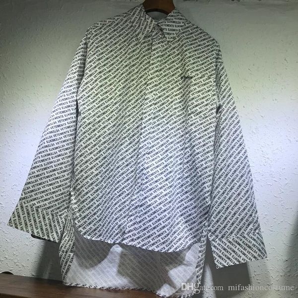 

winter europe vetements fashion oversize irregular shirt casual allover print women men streetwear design, White;black