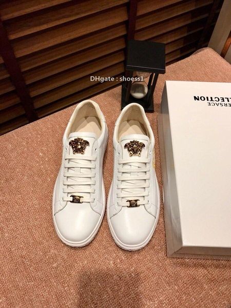 

2021-2020c fashion men 's running shoes luxury casual shoes breathable leather classic sneakers low party shoes ,size, Black