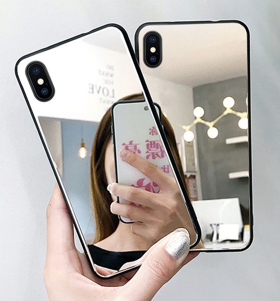 

2020 make-up mirror tempered glass mirror phone case for iphone 11 pro max 8 7 6 plus x xs breathable anti-drop protection 200804