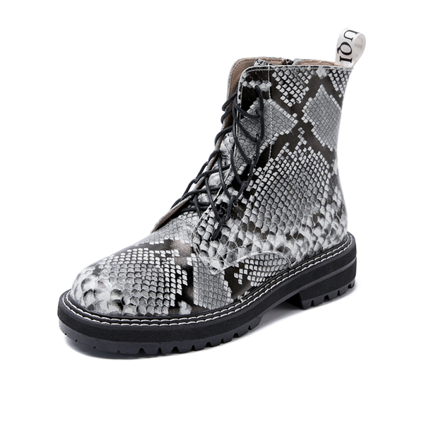 

boots female 2020 autumn new genuine leather women booties lace up white winter women shoes, Black