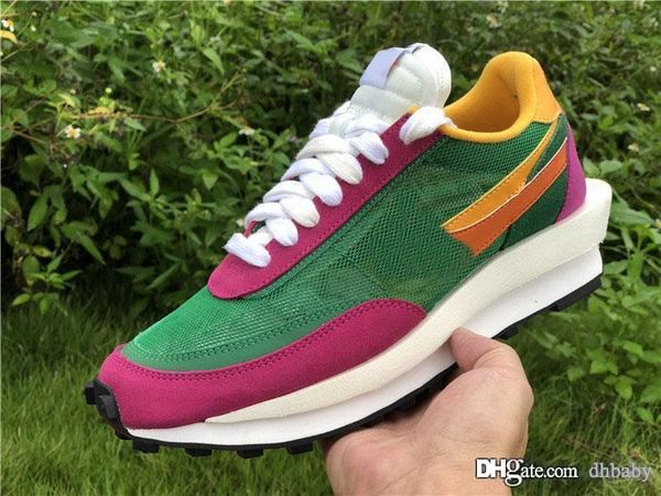 

new high authentic sacai x ldwaffle pine green running shoes men women green gusto black anthracite sports sneakers bv0073-301 with box